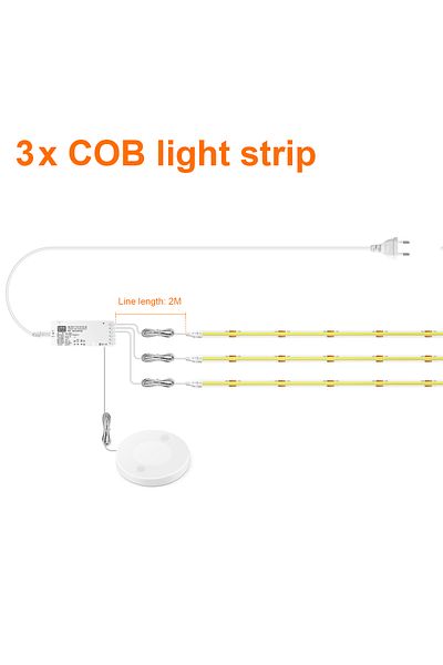 MALITAI 2m Eu Power Plug Warm White 3pcs Led Strip Under Cabinet Collection Display Cob Led Strip Light Book