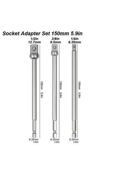 Choice Socket Adapter 150mm 1/4 Hex Shank Convert Socket Adapter for Impact Drill to Wrench Driver Square C
