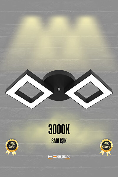 Hegza Lighting ALATO ( Siyah Kasa, Sarı Işık ) Ledli Modern Plafonyer Led Avi...
