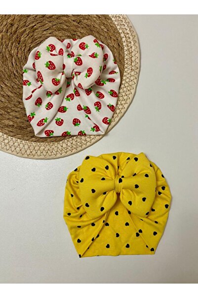 GÜNEŞ KİDS Fiyonklu Çift Katlı Bebek Bone  & Bebek Şapka Aksesuar