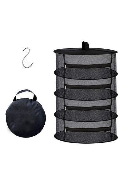 SilkRoute 4-Tier Black Plant Drying Net - Hangable and Foldable Design