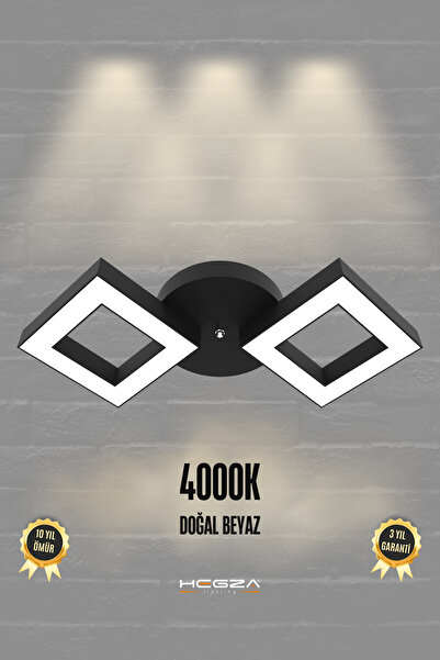 Hegza Lighting ALATO ( Siyah Kasa, Doğal Beyaz Işık ) Ledli Modern Plafonyer ...