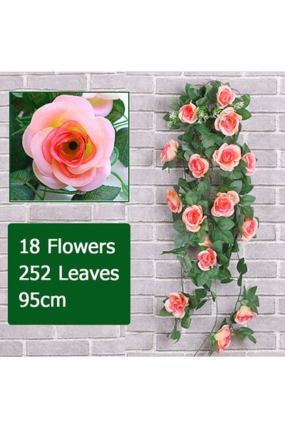 Choice 5 Artificial Flower Rattan Fake Plant Vine Decoration Wall Hanging Roses Flowers for Home Wed Party.