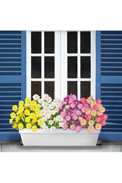 Nettenevime 3lü Set Yapay Çiçek Papatya 5 Dallı Plastik Dekoratif Yapay Bitki