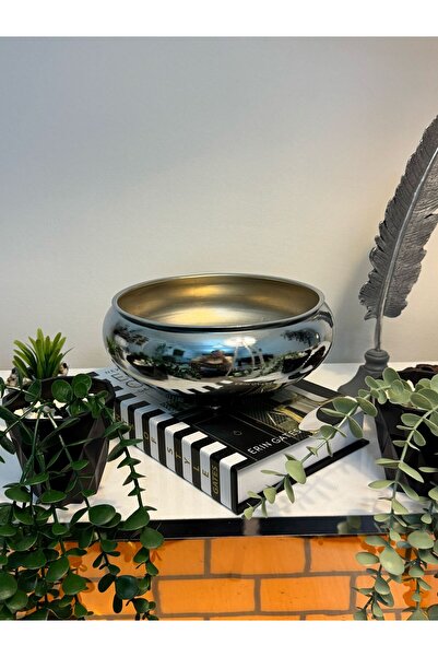 MY LOVE ÇİÇEKÇİLİK Lüx Gümüş Renk Paslanmaz Melta Ufo Saksı
