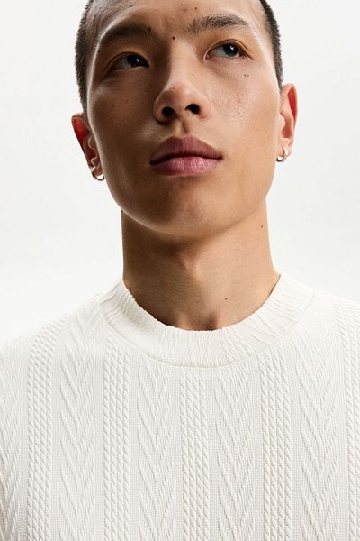 Bershka Textured T-shirt with long sleeves