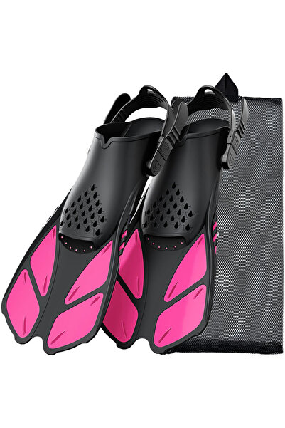 Choice زعانف غطس وردية S/M مع مشابك قابلة للتعديل وزعانف سباحة قصيرة من السيليكون أحذية غوص مفتوحة