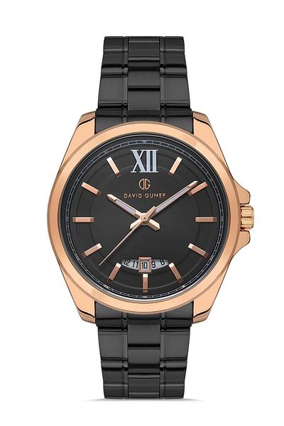 DAVID GUNER Rose Black Coated Black Dial Men's Wristwatch Dg-8071Ga-R2