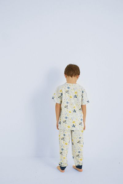 Siyah İnci Σετ πιτζάμες εκρού Boy 100% Cotton Printed Crew Neck 25110155
