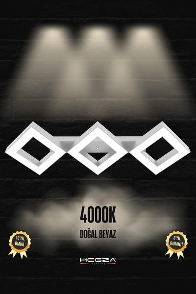 Hegza Lighting AMIGO ( Gri Kasa, Doğal Beyaz Işık ) Ledli Modern Plafonyer Le...