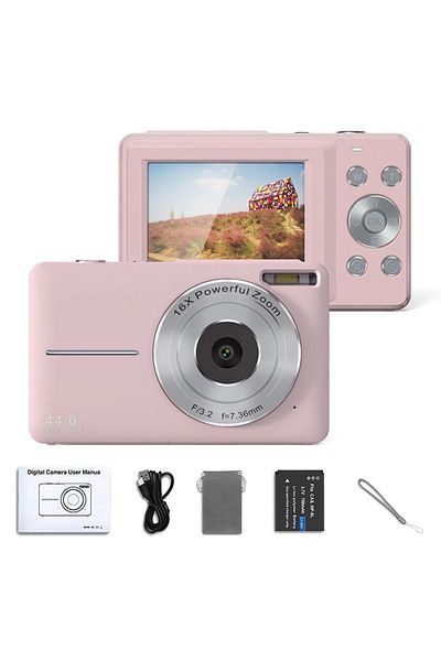 NVPONE Pink No Card Hd 1080p 2.4 Inch Digital Camera Rechargeable Cameras With 16x Zoom Compact Camera 44m