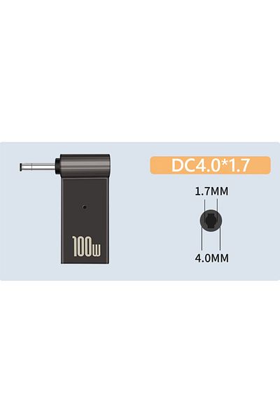 ALLOYSEED محول طاقة شاحن الكمبيوتر المحمول 4.0x1.7 مم PD 100 واط موصل USB Type-c أنثى إلى مقبس DC ذكر Pl