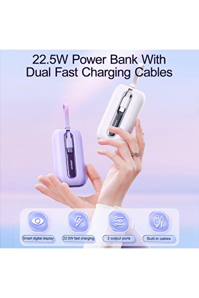 Joyroom 22.5W Mini Kablolu Power Bank 10.000 mAh Pembe