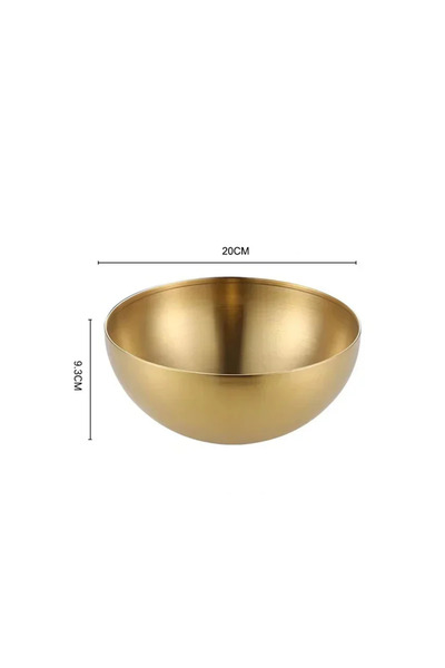 Choice وعاء سلطة فواكه ذهبي من الفولاذ المقاوم للصدأ 304 مقاس 20 سم، وعاء طعا...