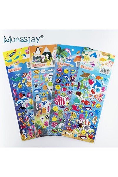 Choice 4 أوراق 4 أوراق/مجموعة ملصقات كرتونية للحياة البحرية وحوت ودولفين وسمك...