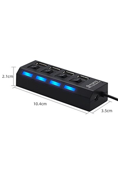 Genel Markalar 4 Port Usb 2.0 Hub Çoğaltıcı Çoklayıcı Swıtch Anahtarlı Pc Laptop Uyumlu