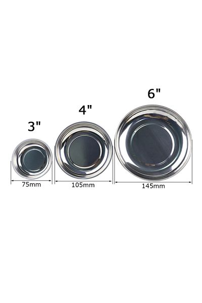 Choice 6 Inch 3"/4"/6" Magnetic Tray Circular Magnetic Parts Bowl Screw Storage Tray Stainless Steel Tools