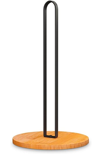 ALLEGRI Bambu tabanlı Yuvarlak Çapı 17 cm Metal Peçetelik Tezgah Üstü Rulo Ka...