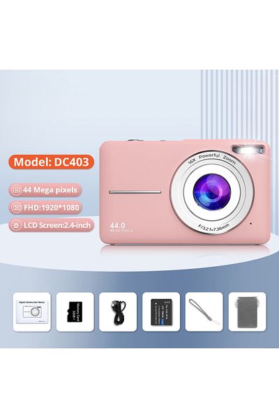 NVPONE Pink 32g Hd 1080p 2.4 Inch Digital Camera Rechargeable Cameras With 16x Zoom Compact Camera 44mp Cam