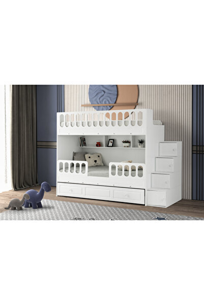 miracool Panjur Ranza / Beyaz / Ücretsiz Kurulum / 3 Yatak Bölümü Ve Dolaplı Merdiven / %100 MDF