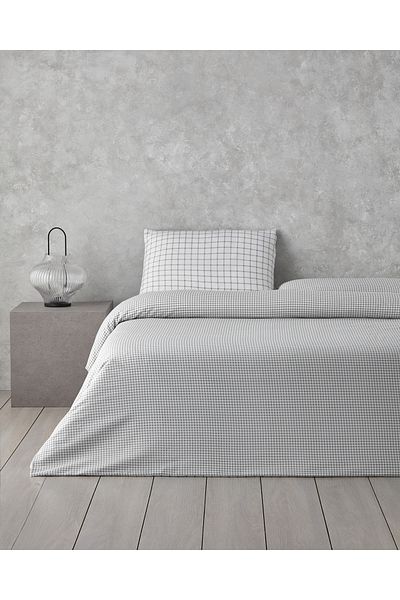 English Home Zestaw poszewek na kołdrę Simple Checks Easy Iron Single 160x220 cm Szary
