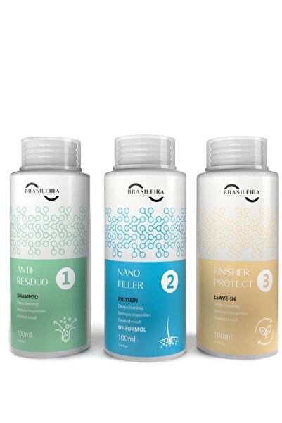 BRASILEIRA مجموعة نانو فيلر بروتين معالج لتنعيم وفرد وتمليس الشعر  100 مل