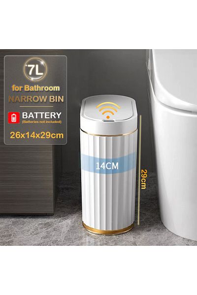 Choice 7L gold battery 7/9L Automatic Sensor Trash Can Fashionable Roman Striped Bathroom Toilet Smart Tras