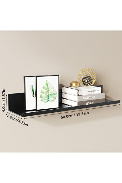 Choice رفوف عائمة من سبائك الألومنيوم لغرفة المعيشة باللون الأسود مقاس 50 سم ...