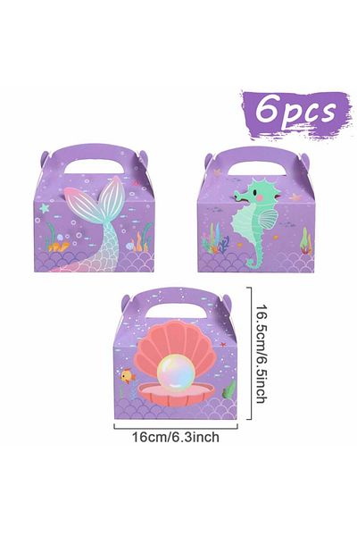 Choice 6pcs W9100-53 Mermaid Portable Candy Box Underwater World Favor Gift Box Biscuit Cake Baking Packagi