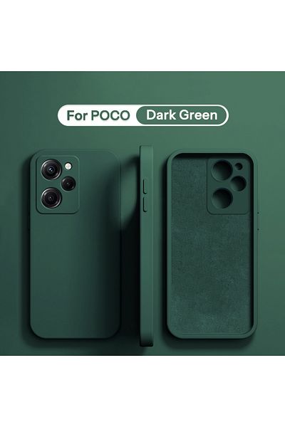 Choice جراب حماية من السيليكون السائل باللون الأخضر الداكن لهاتف POCO X5 Pro لهاتف Xiaomi POCO F5 X5 X3 M3 M4 X4 Pro NFC