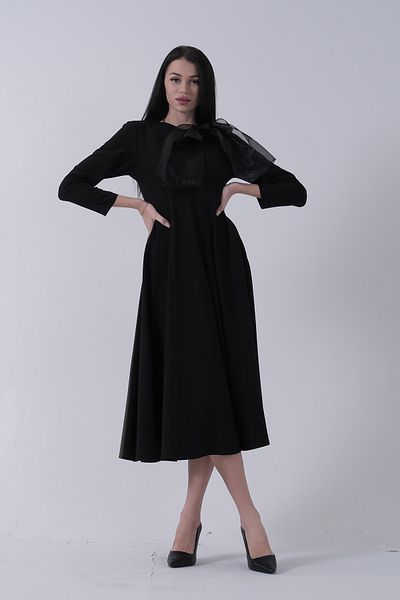 Feminist Black Shoulder Organzaос Detailed Pencil Dress 3975472