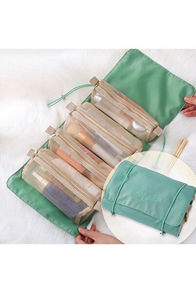 Buldug Γυναικεία φορητή αδιάβροχη πράσινη τσάντα καλλυντικών 4 σε 1