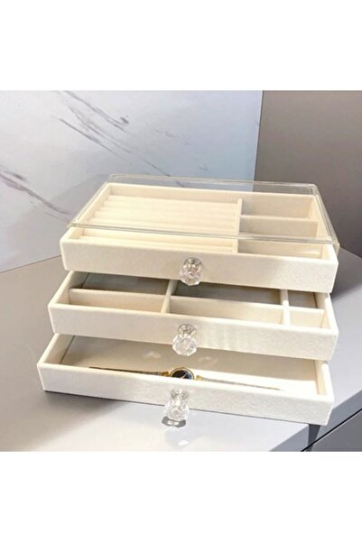 Buldug Multi-Layer Drawer Jewelry Organizer - Cream Color Practical and Styli...