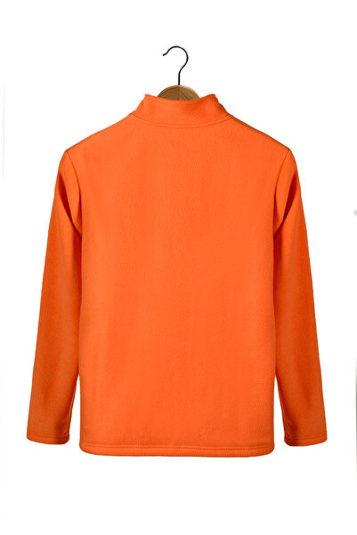 ADEGO Orange Half Zip Regular Fit Stand Collar Fleece Sweatshirt