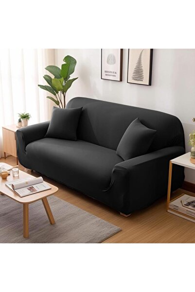 Choice أغطية أريكة مرنة بلون أسود سادة مقاس 90-140 سم لمقعد واحد لغرفة المعيشة، أغطية أريكة سميكة مقسمة بزاوية