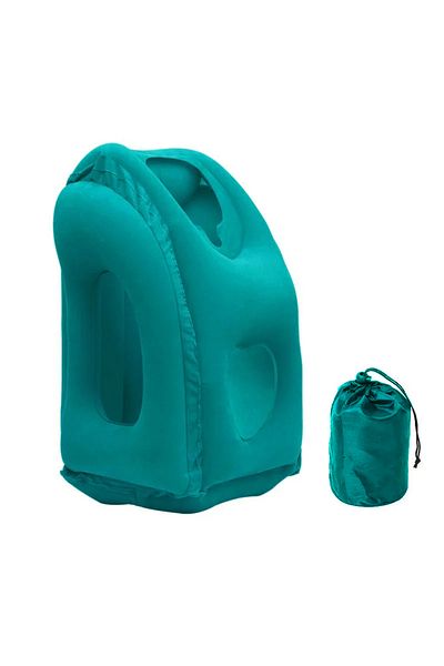 Choice Blue New Pattern Inflatable Travel Pillow Portable Chin Support Neck Pillow For Airplane Car Bus Tra