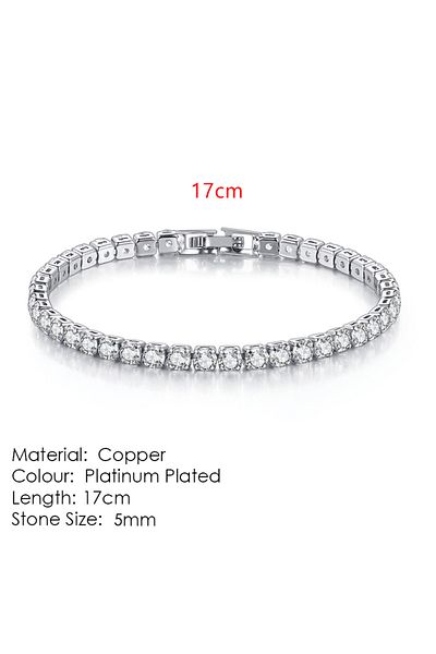 Choice 5mm H088-17cm Silver Color 2.5/3/4/5mm Zircon Tennis Bracelet For Women Men Dazzling Crystal Hand Ch