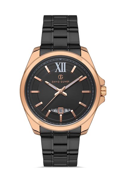 DAVID GUNER Rose Black Coated Black Dial Men's Wristwatch Dg-8071Ga-R2