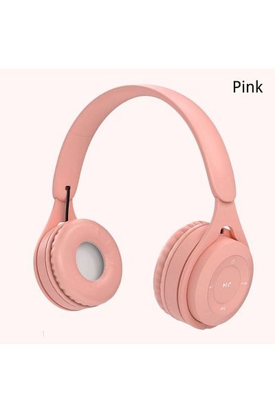 DIXSG Pink Y08 Wireless Bluetooth Headphone  Macaron Headphones Stereo Headband Gaming Headset with Mic Ga