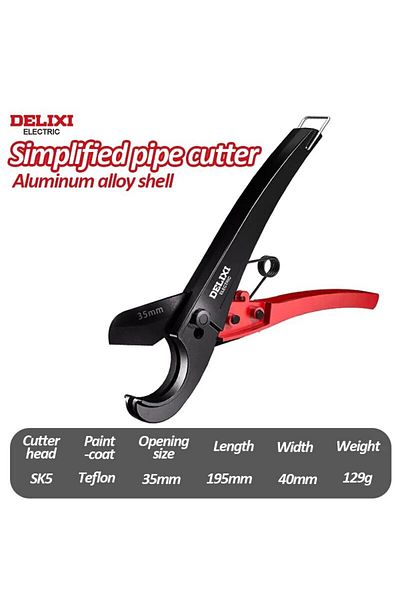 DELIXI ELECTRIC 35mm Pipe Cutter，pipe Scissors Sk5 Material Ratchet Cutter Pvc/pu/pp/pe Hose Cutting