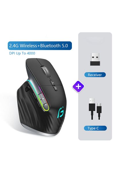 Choice ماوس لاسلكي محمول 2.4 جيجاهرتز، أسود، متعدد الأجهزة، بلوتوث 5.0 و3.0، ماوس لاسلكي محمول 2.4 جيجاهرتز
