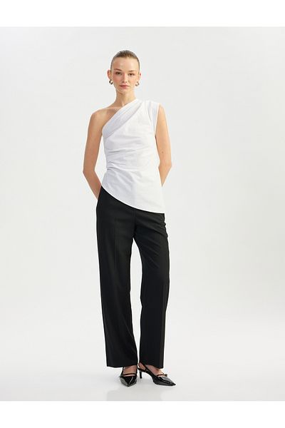 Koton Asymmetrical Single Shoulder Blouse with Cotton Drape Detail