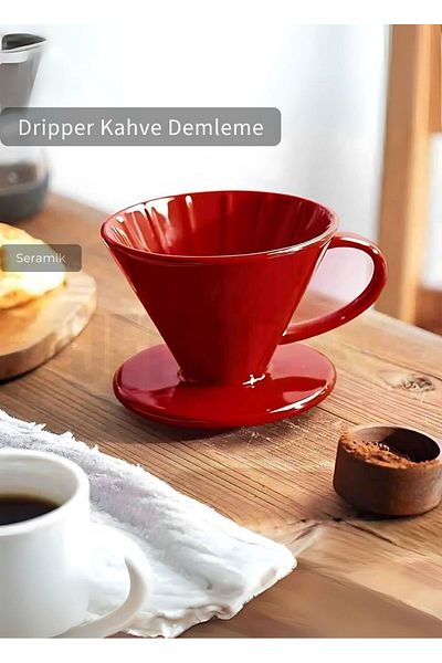 Jet's Home V60 02 Ceramic Dripper Coffee Brewing Equipment Apparatus Red