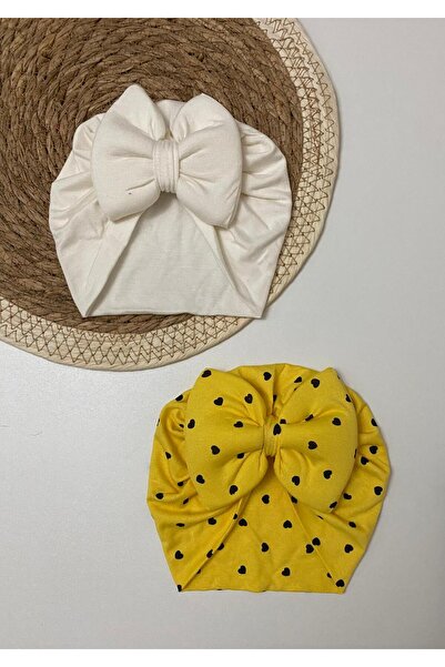 GÜNEŞ KİDS Fiyonklu Çift Katlı Bebek Bone  & Bebek Şapka Aksesuar