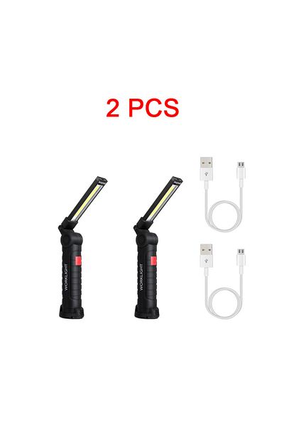 ESMARTER W51(Short 2pcs) New Portable COB LED Flashlight USB Rechargeable Work Light Magnetic Lanterna Hangin