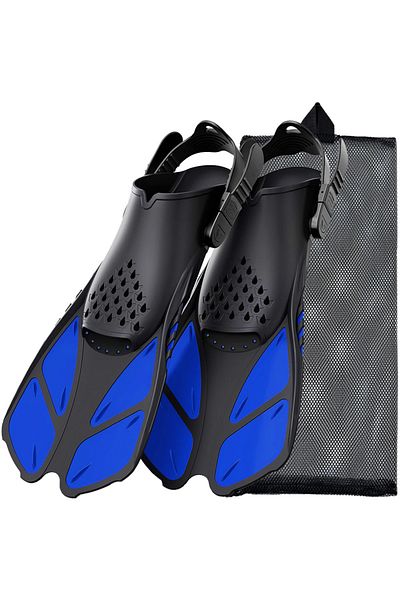 Choice L/XL Blue Snorkel Fins Adjustable Buckles Swimming Flippers Short Silicone Scuba Diving Shoes Open H
