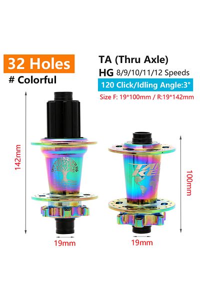 TANKE 32H Colorful TA TANKE 120 Click Hub 6 Bearing MTB Mountain Bike Hub Front Rear Thru HG 28 32 36 Hole