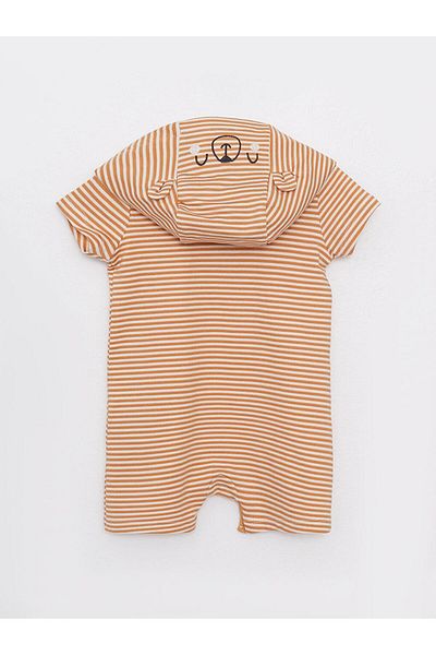 LC Waikiki Hooded Short Sleeve Striped Cotton Baby Boy Romper (S2)