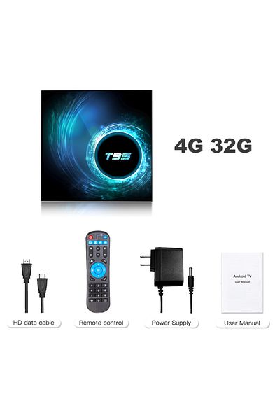 BLKJ Uk Plug 4g 32g Normal Remot Smart Tv Box 2025 T95 Plus Hd 6k Android 14 Allwinner H616 4gb 64gb 128g