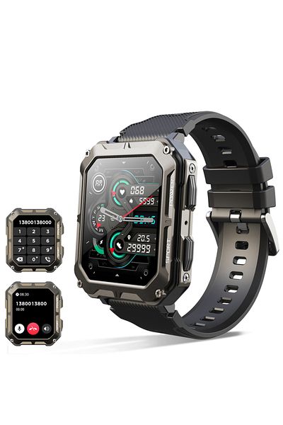 MISIRUN black New C20 Pro Smart Watch Men Voice Assistant BT Wireless Call Business Outdoor Sports IP68 Wate